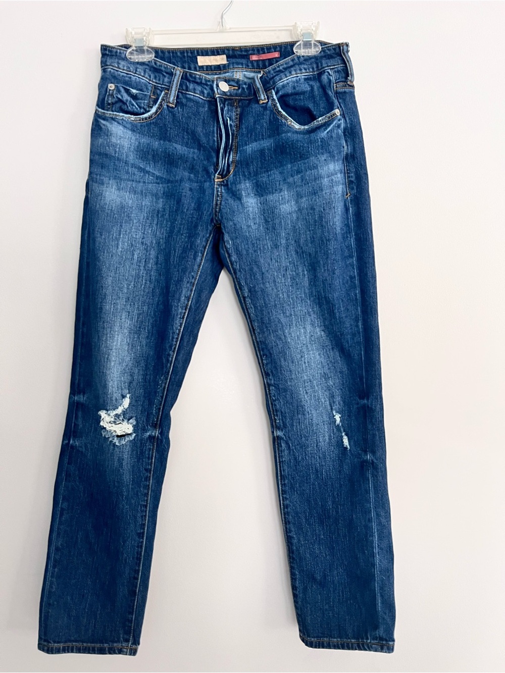 Pilcro Women’s Dark Blue Distressed Boyfriend Jeans
